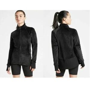 Athleta | Cloud Fleece Full Zip Jacket | Black | Size S | Thumbholes & Pockets